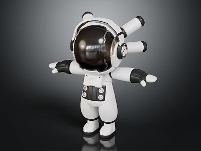 Game And Movie Character Astronaut 3D Model Cartoon Style With White Spacesuit Multiple Back Cannons 3d model
