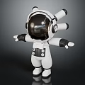Game And Movie Character Astronaut 3D Model Cartoon Style With White Spacesuit Multiple Back Cannons