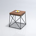 Stylish Coffee Table With Wooden Top Black Metal Frame And White Plate Holding Yellow Fruit