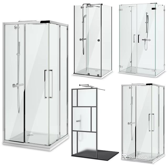 Transparent Glass Shower Sauna Enclosure Designs With Modern Styles And Multiple Sizes 3d model 