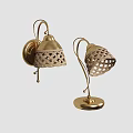 Brass Wall Lamps With Woven Lattice Shades For Indoor Home Lighting Decoration