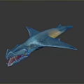 Blue Shark Decorative Figurine With Open Mouth Red Interior And Yellow Accents