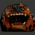 Colorful Leopard Head Mask With Red Black Spots Open Mouth And Sharp Teeth