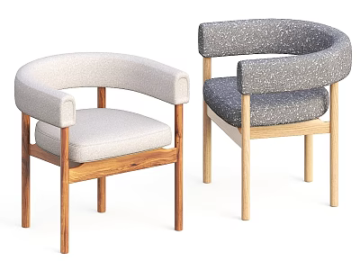 Modern Accent Chairs With Wooden Frame Curved Armrests Different Colors And Fabric Upholstery 3d model