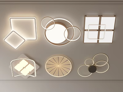 Modern Ceiling Lights With Square Circular Geometric Shapes And Sleek LED Design 3d model
