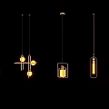 Modern Minimalist Pendant Lights With Various Styles And Warm Yellow Lighting