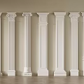 White Classical Columns In Various Architectural Styles For Decorative Design Use 3d model