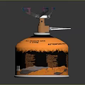 Orange Portable Gas Cylinder With Warning Label And Burner Support