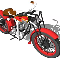Vintage Red and Black Motorcycle with Brown Seat White Handlebars and Red Rims