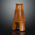 Elegant Wooden Home Decor Ornament Set With Striped Tower Structure Design