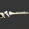 Three Silver Trumpets with Mouthpiece and Cork on Shiny Black Surface with Reflections