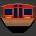 Red Boat Model With Orange Roof Blue Windows And Yellow Circular Decorations