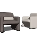 Modern Minimalist Gray And Beige Single Sofa With Sleek Armrests And Comfortable Backrest
