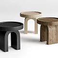 Modern Round Top Wooden Side Tables With Arched Legs In Different Tones