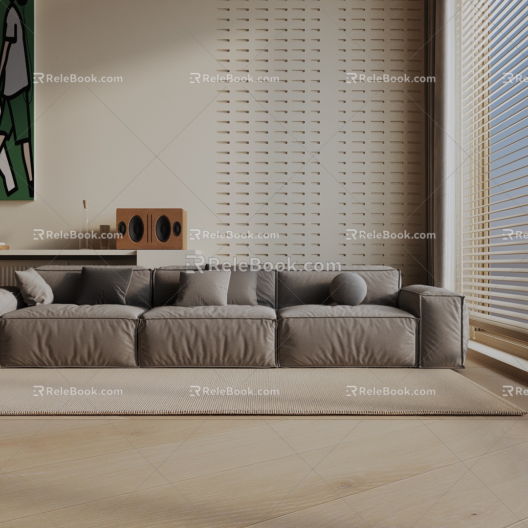 Modern three-seat sofa 3d model