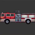 Red Block Style Fire Truck Toy With Ladder And Detailed Design