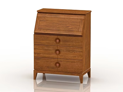Solid Wood Chest of Drawers with Classic Design Multiple Drawers and Legs 3d model