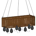 Elegant Crystal Chandelier With Brown Rectangular Frame And Black Clear Hanging Decorations 3d model