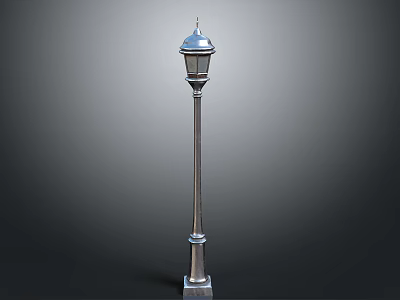 Classic Metal Street Lamp Post With Ornate Top And Slim Design 3d model