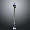 Classic Metal Street Lamp Post With Ornate Top And Slim Design
