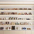Neatly Arranged Various Style Shoes On Well Lit Modern Shelves