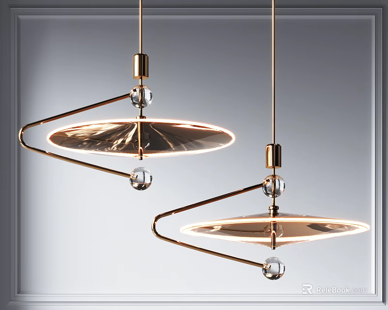 Modern Rose Gold Metal Chandelier With Glass Ball Accents And Curved Frame Design 3d model 