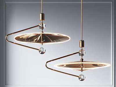 Modern Rose Gold Metal Chandelier With Glass Ball Accents And Curved Frame Design 3d model