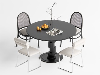 Middle style dining table and chair combination 3d model