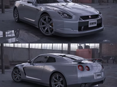 Silver Two Door Sports Car With Aerodynamic Design Red Taillights And Rear Spoiler 3d model
