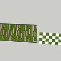 Modern Green Plant Wall Design With Vertical Stripes And Decorative Patterns 3d model