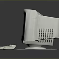 Vintage White Computer System With Turquoise Screen Keyboard And Mouse