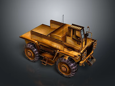 Industrial Utility Vehicle With Large Tires Open Cargo Bed And Rustic Brown Exterior 3d model