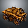 Industrial Utility Vehicle With Large Tires Open Cargo Bed And Rustic Brown Exterior
