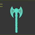 Fiery Mythical Axe With Red And Black Flame Texture And Cracked Handle