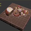 Freshly Sliced Red Onion Pieces Arranged On Wooden Cutting Board