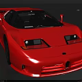 Red Sports Car With Sleek Aerodynamic Body And Front Headlights Design