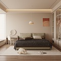 Modern Bedroom Cream Bedroom 3d model