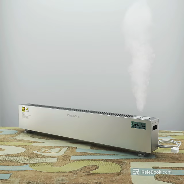 Prosonic Silver Portable Tabletop Humidifier Releasing Steam With Control Panel On Table 3d model 