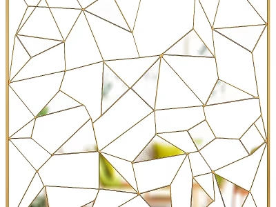 Geometric Mirror With Golden Frame For Modern Interior Home Decor Irregular Polygonal Pattern Design 3d model