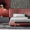 Modern background double bed 3d model