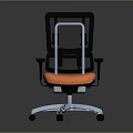 Ergonomic Office Chair With Mesh Backrest Black Armrests And Orange Seat Cushion