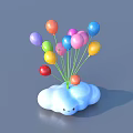Cute Cloud Shaped Decorative Toy With Colorful Balloons And Smiling Face