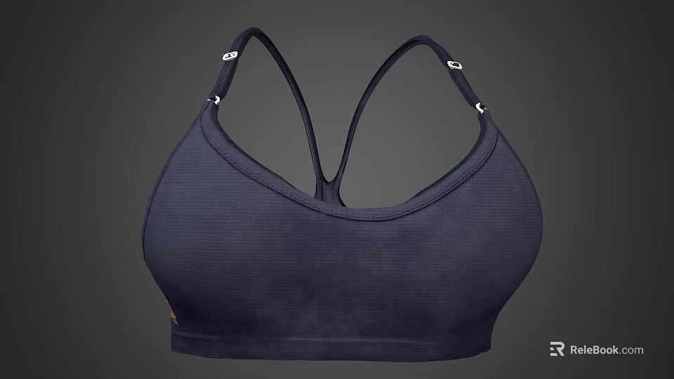 Dark Sports Bra With Mesh Texture And Adjustable Straps Design 3d model 