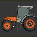 Orange And White Tractor With Large Black Tires Glass Cab And Ladder