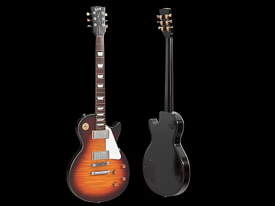 Musical Instruments Guitars Front And Back Views With Gradient And Black Body Design 3d model