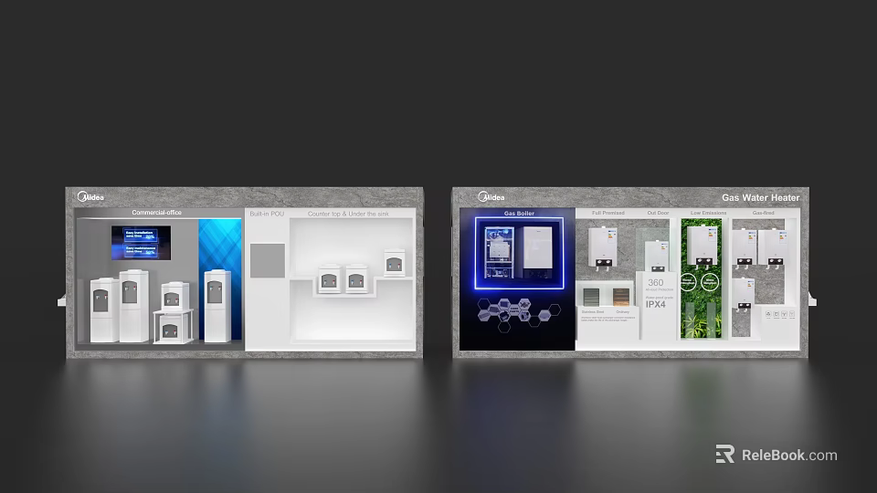 Activity Exhibition Wall With Digital Screens Devices Charts And Colorful Displays 3d model 