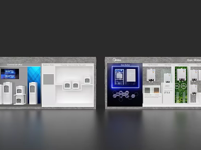 Activity Exhibition Wall With Digital Screens Devices Charts And Colorful Displays 3d model