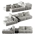 Modern Sectional Multi Person Sofa With Gray Fabric And Modular Cushions 3d model
