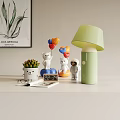 Decorative Ornament Set With Teddy Bears Colorful Balloons Astronaut Model Succulent Green Lamp And Clock