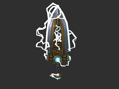 Mythical Fantasy Weapon With Lightning Effects And Ancient Runes Design 3d model